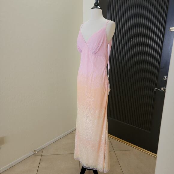 Mac Duggal 5763 Sunset Ombre Pink Sequin Open Back Maxi Gown Dress 10 - Picture 7 of 11